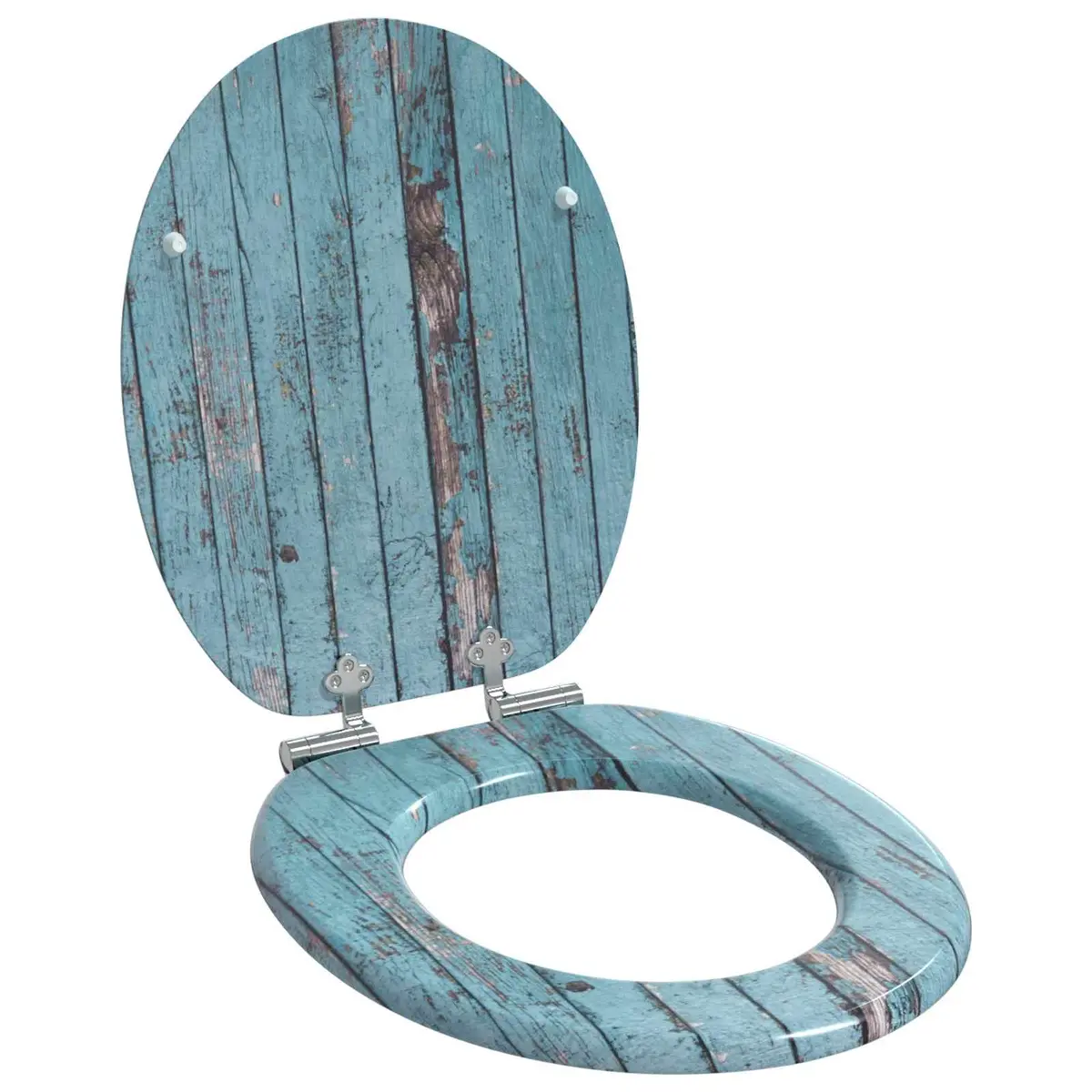 Soft-Close Toilet Seat Set for Bathroom 44 x 38 cm Blue MDF Board