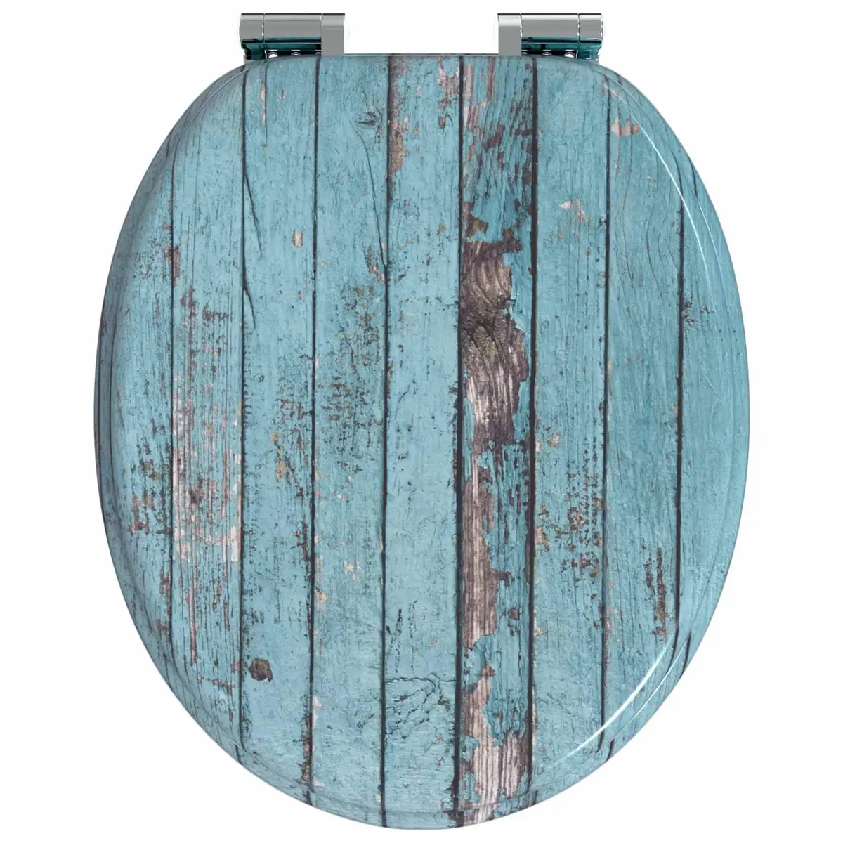 Soft-Close Toilet Seat Set for Bathroom 44 x 38 cm Blue MDF Board
