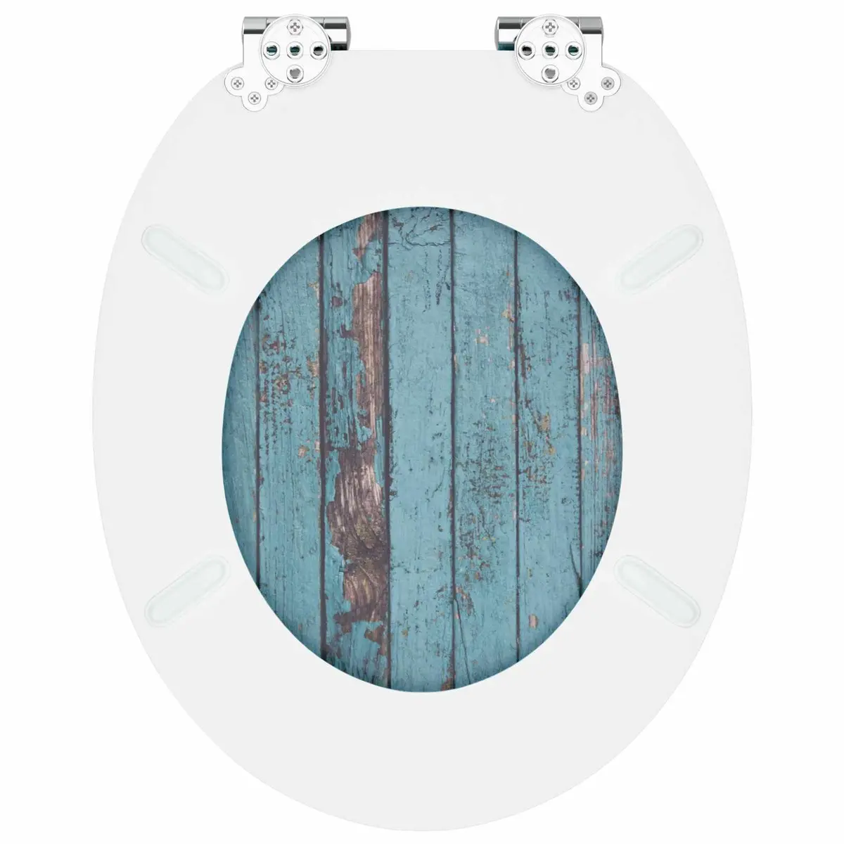 Soft-Close Toilet Seat Set for Bathroom 44 x 38 cm Blue MDF Board