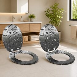 Soft-Close Toilet Seat Specifications: Grey MDF 44x38cm