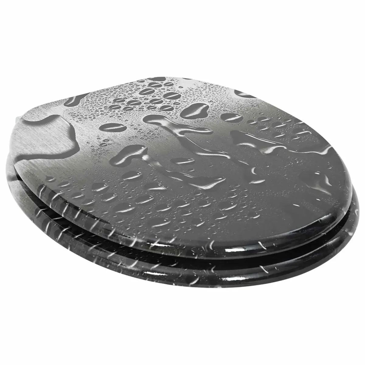 Toilet Seat Soft-Close Grey 44x38cm MDF Board 2 Piece Bathroom Fixture