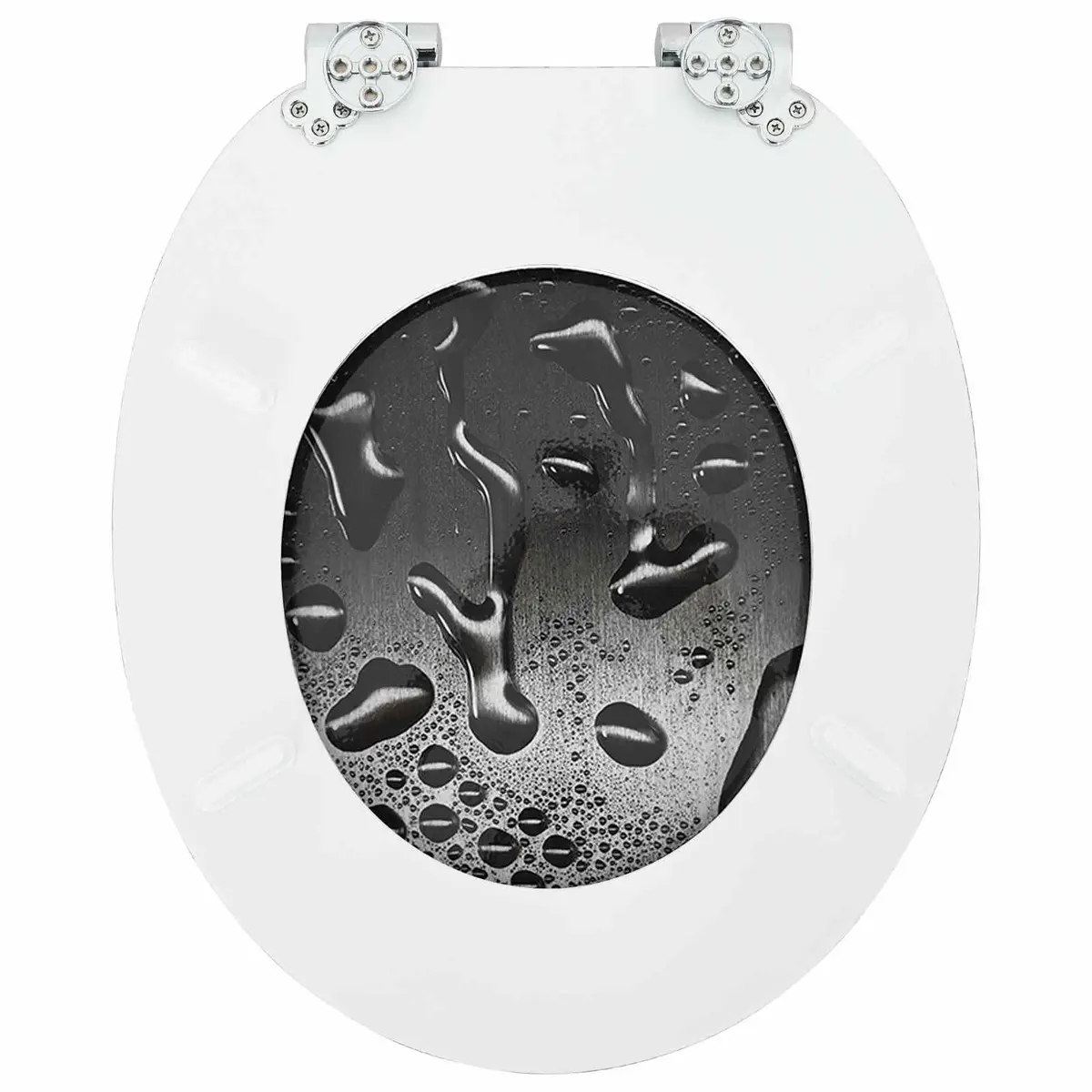 Toilet Seat Soft-Close Grey 44x38cm MDF Board 2 Piece Bathroom Fixture
