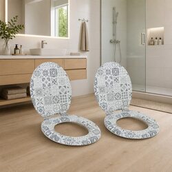 Soft-Close Toilet Seat Blue White 2 Pack Specifications