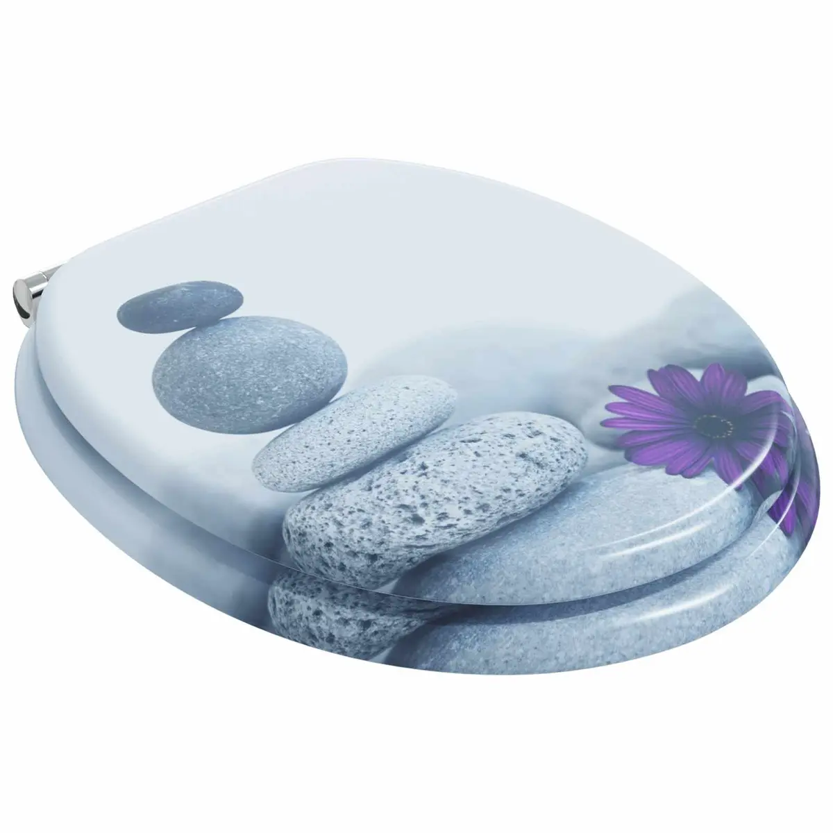Soft Close Toilet Seat Grey MDF Bathroom Fixture 44x38cm Standard 2 Pieces