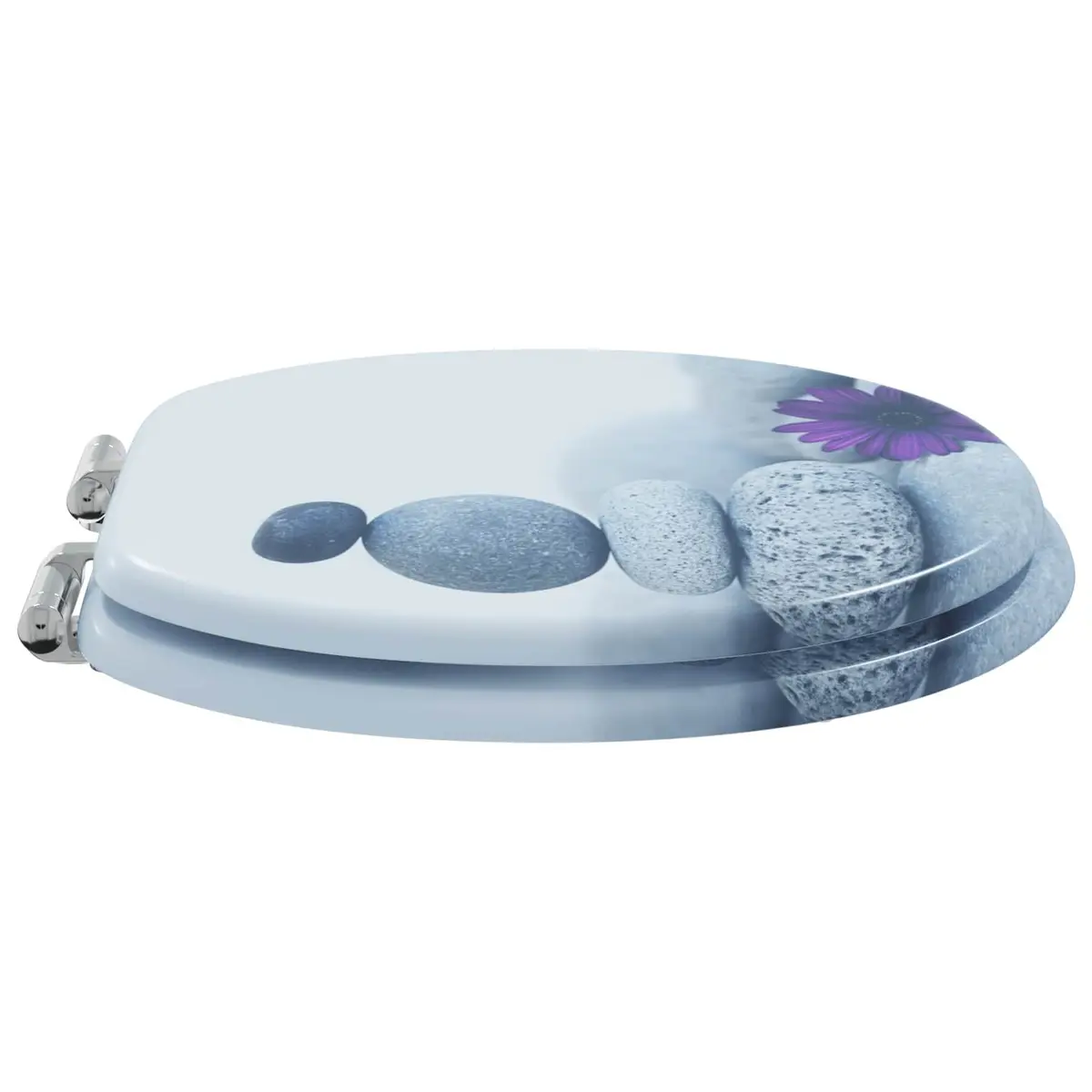 Soft Close Toilet Seat Grey MDF Bathroom Fixture 44x38cm Standard 2 Pieces