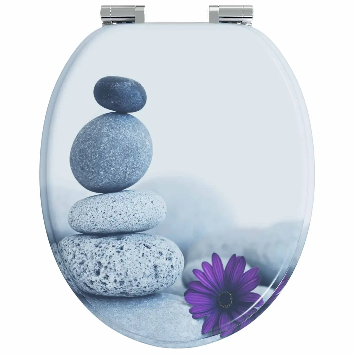 Soft Close Toilet Seat Grey MDF Bathroom Fixture 44x38cm Standard 2 Pieces