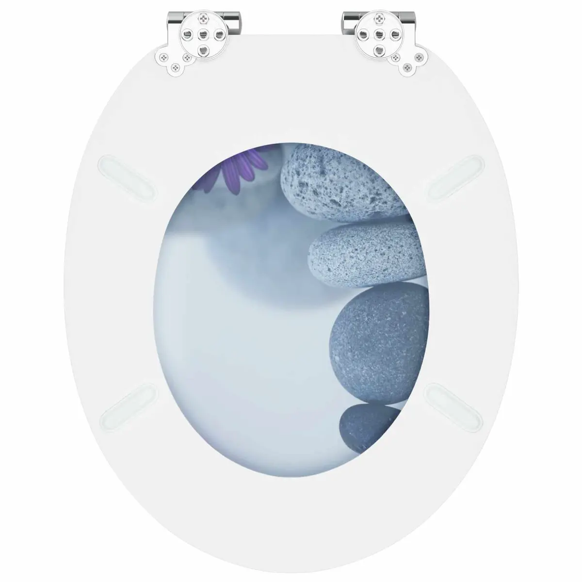 Soft Close Toilet Seat Grey MDF Bathroom Fixture 44x38cm Standard 2 Pieces