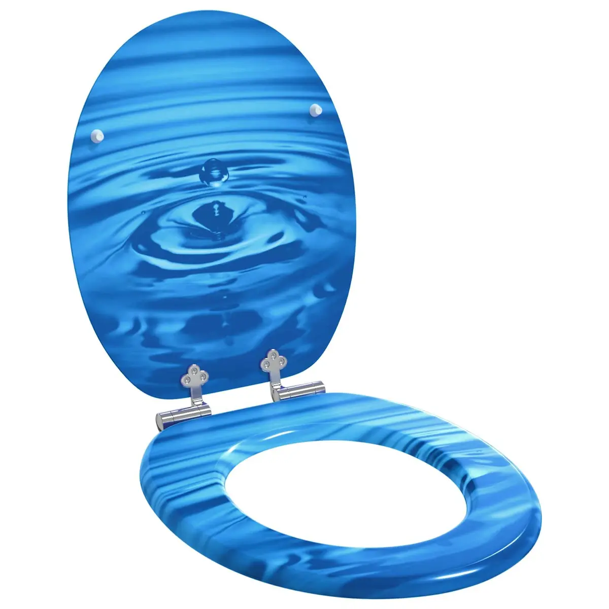 Soft-Close Toilet Seat Bathroom Accessory 44 x 38 cm Blue MDF Board 2 Pack