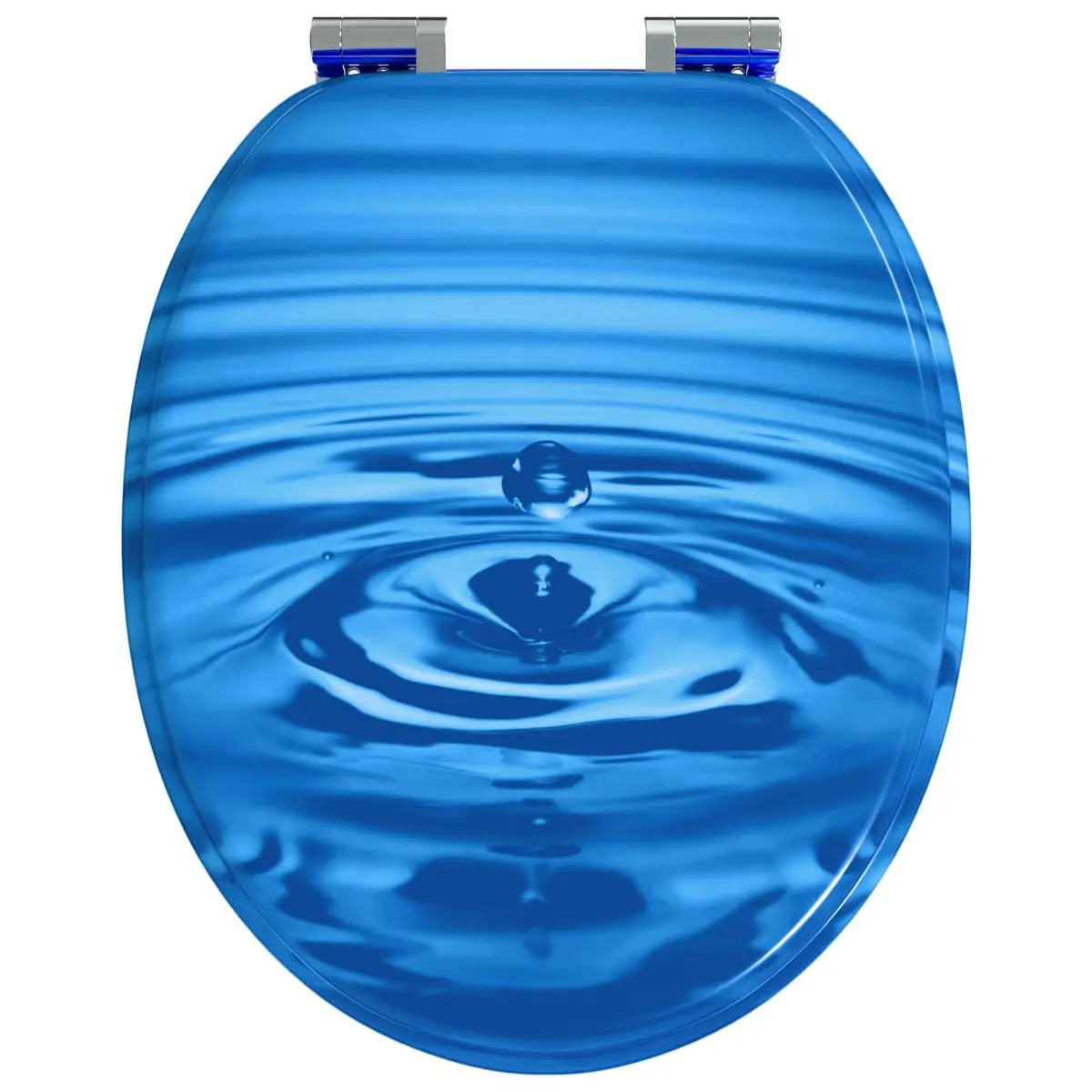 Soft-Close Toilet Seat Bathroom Accessory 44 x 38 cm Blue MDF Board 2 Pack