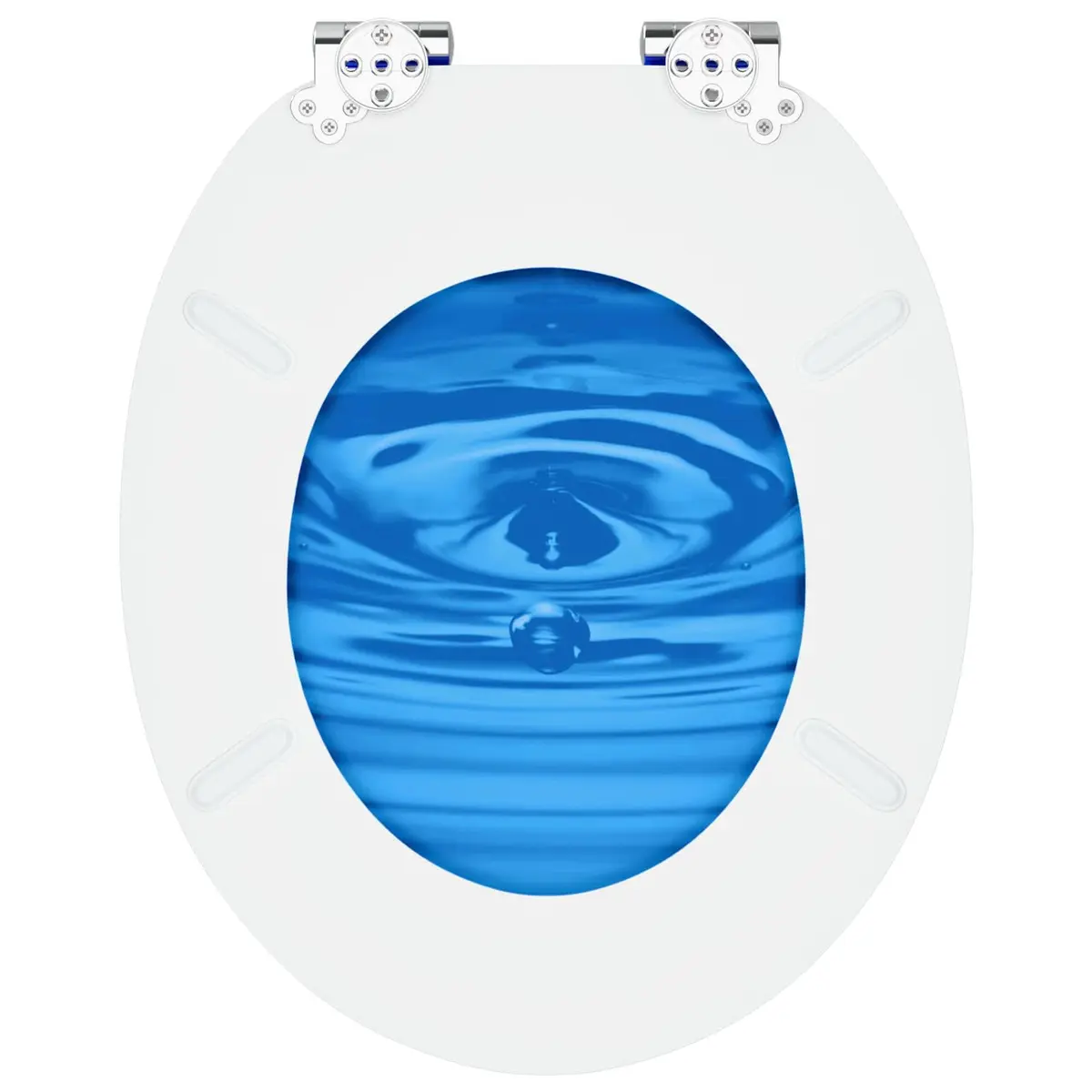 Soft-Close Toilet Seat Bathroom Accessory 44 x 38 cm Blue MDF Board 2 Pack
