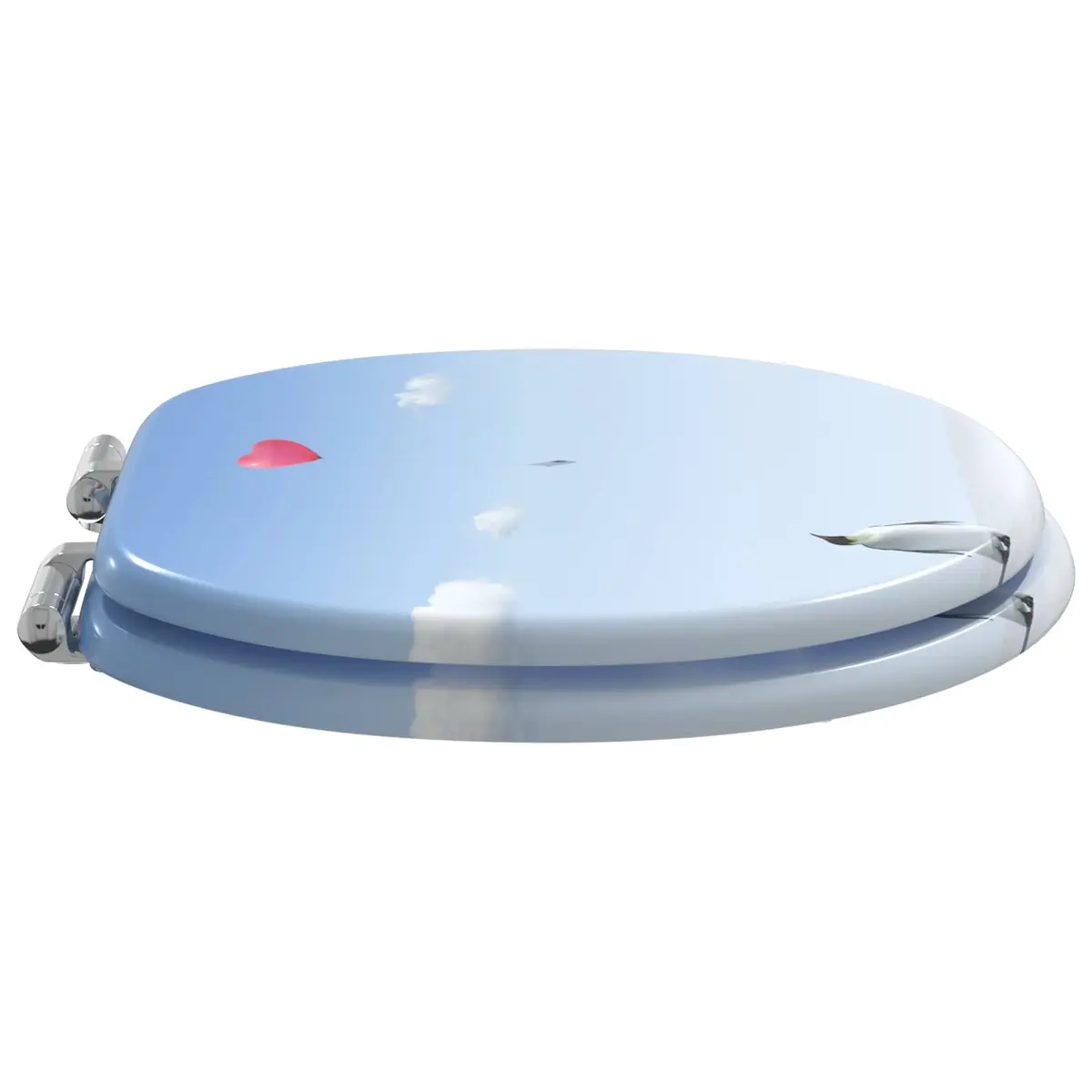 Soft-Close Toilet Seat Blue 44 x 38 cm MDF Bathroom Accessory Durable Quiet