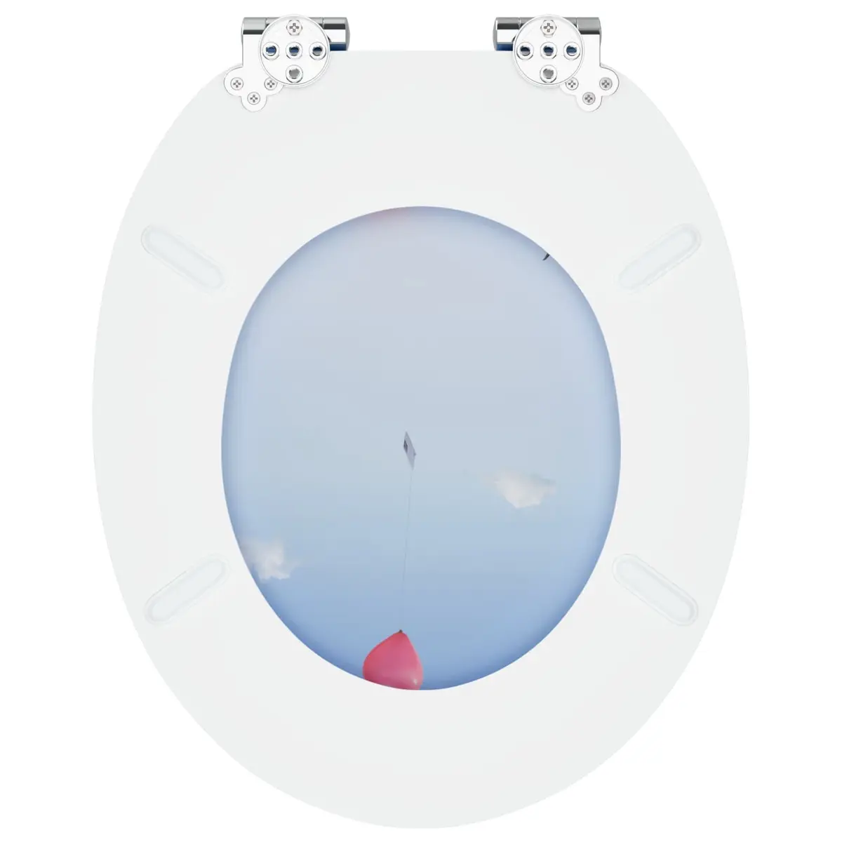Soft-Close Toilet Seat Blue 44 x 38 cm MDF Bathroom Accessory Durable Quiet