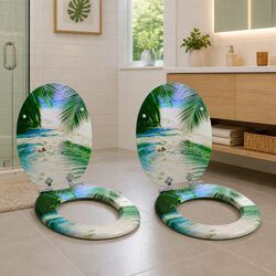 Soft-Close Toilet Seat Duo - Green MDF, 44 x 38 cm