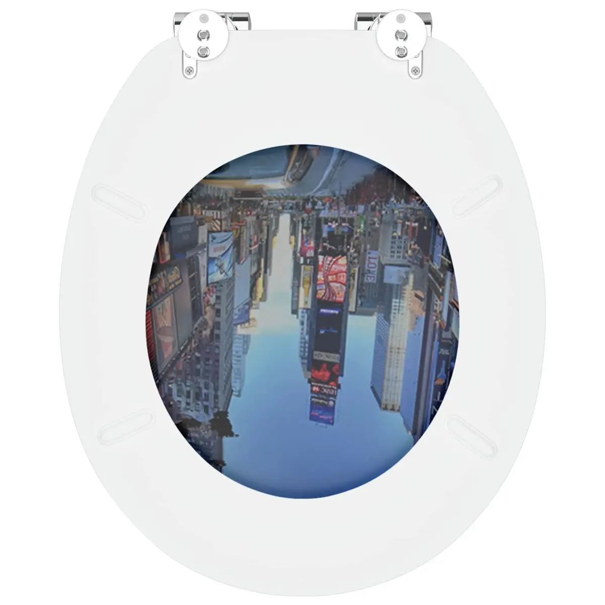 Soft-Close Toilet Seat Grey MDF 44x38cm Bathroom Fixture Durable Quiet Close