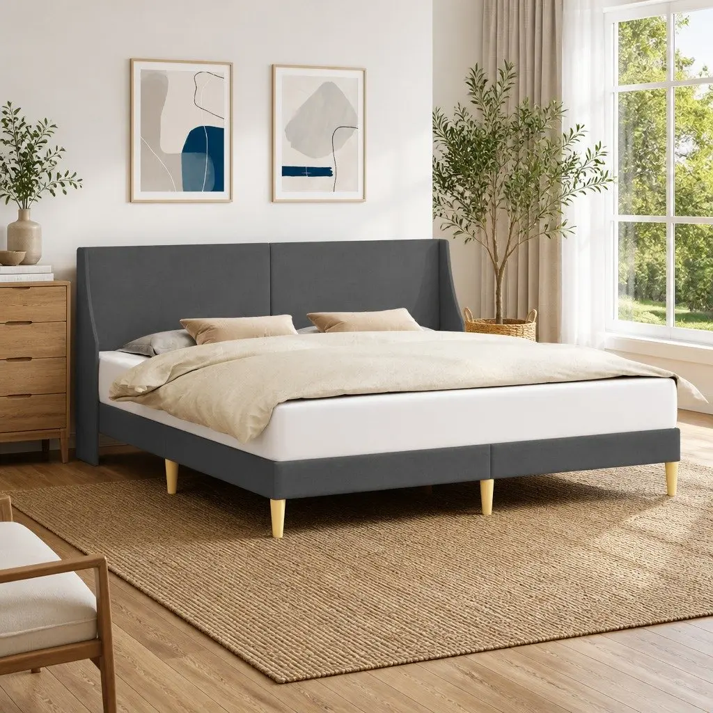 Bed Frame Dark Grey 180 x 200 cm for Modern Bedroom Furniture