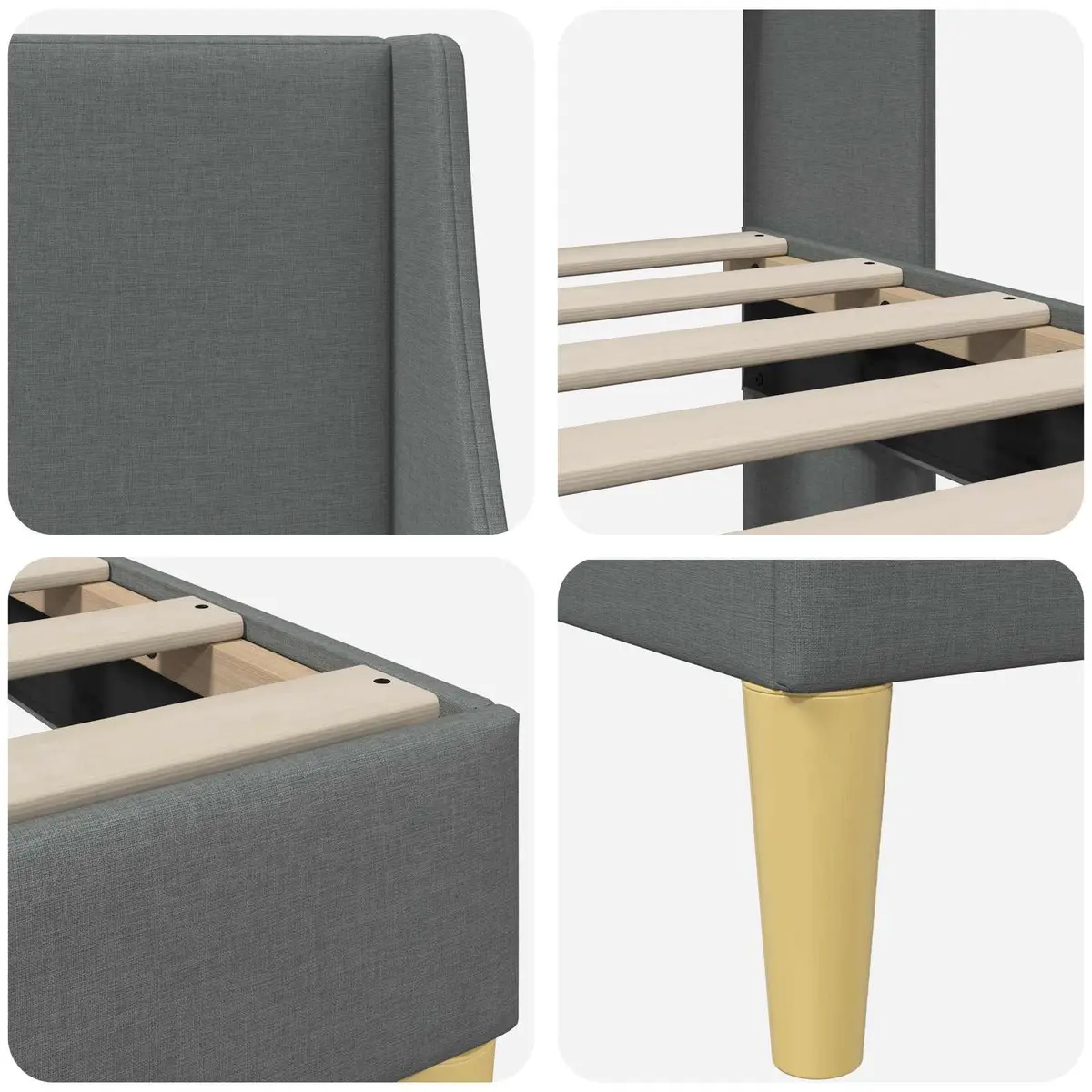 Bed Frame Dark Grey 180 x 200 cm for Modern Bedroom Furniture