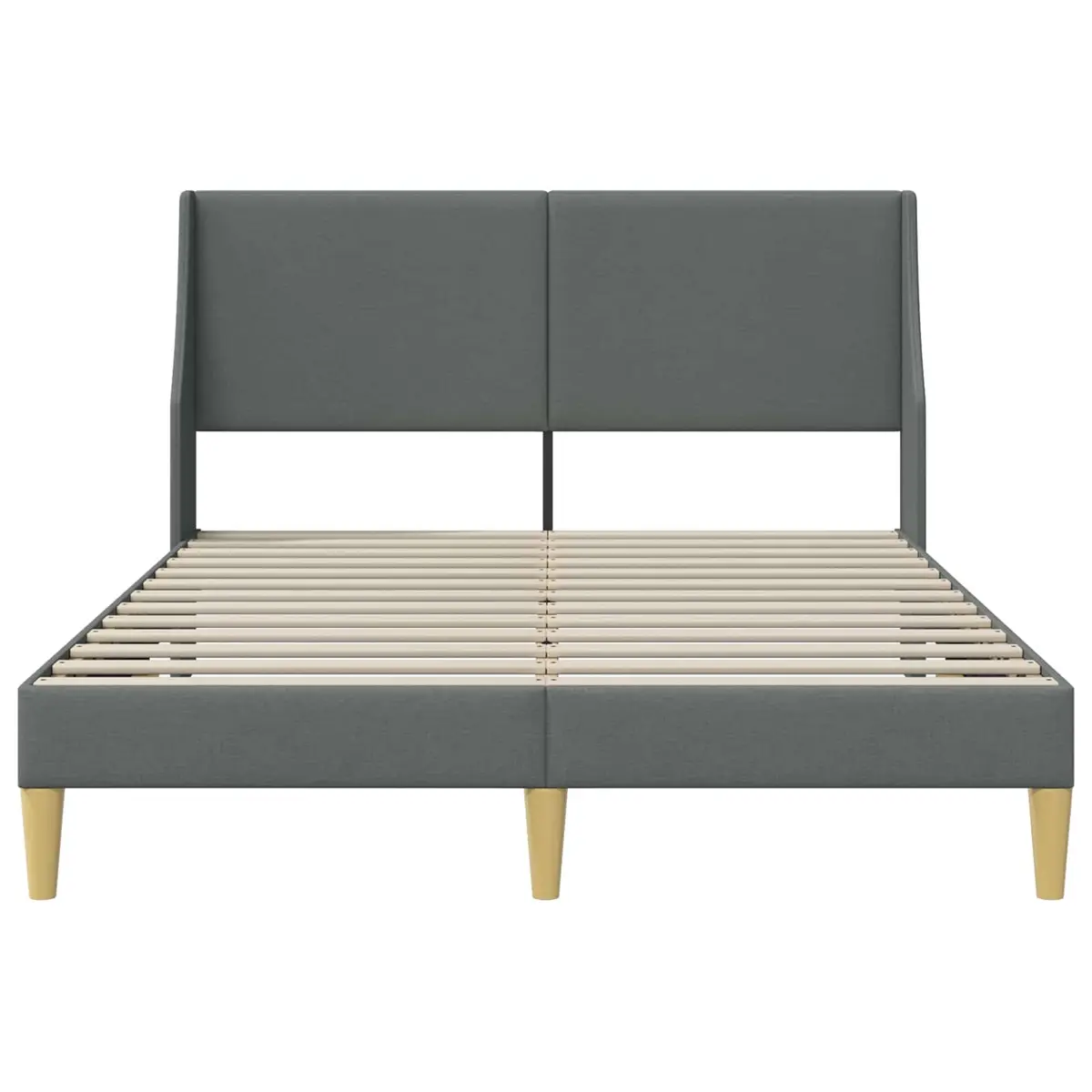Bed Frame with Fabric Headboard Dark Grey Modern Bedroom Furniture Upholstered