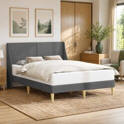 Specifications of the Dark Grey Bed Frame with Fabric Headboard