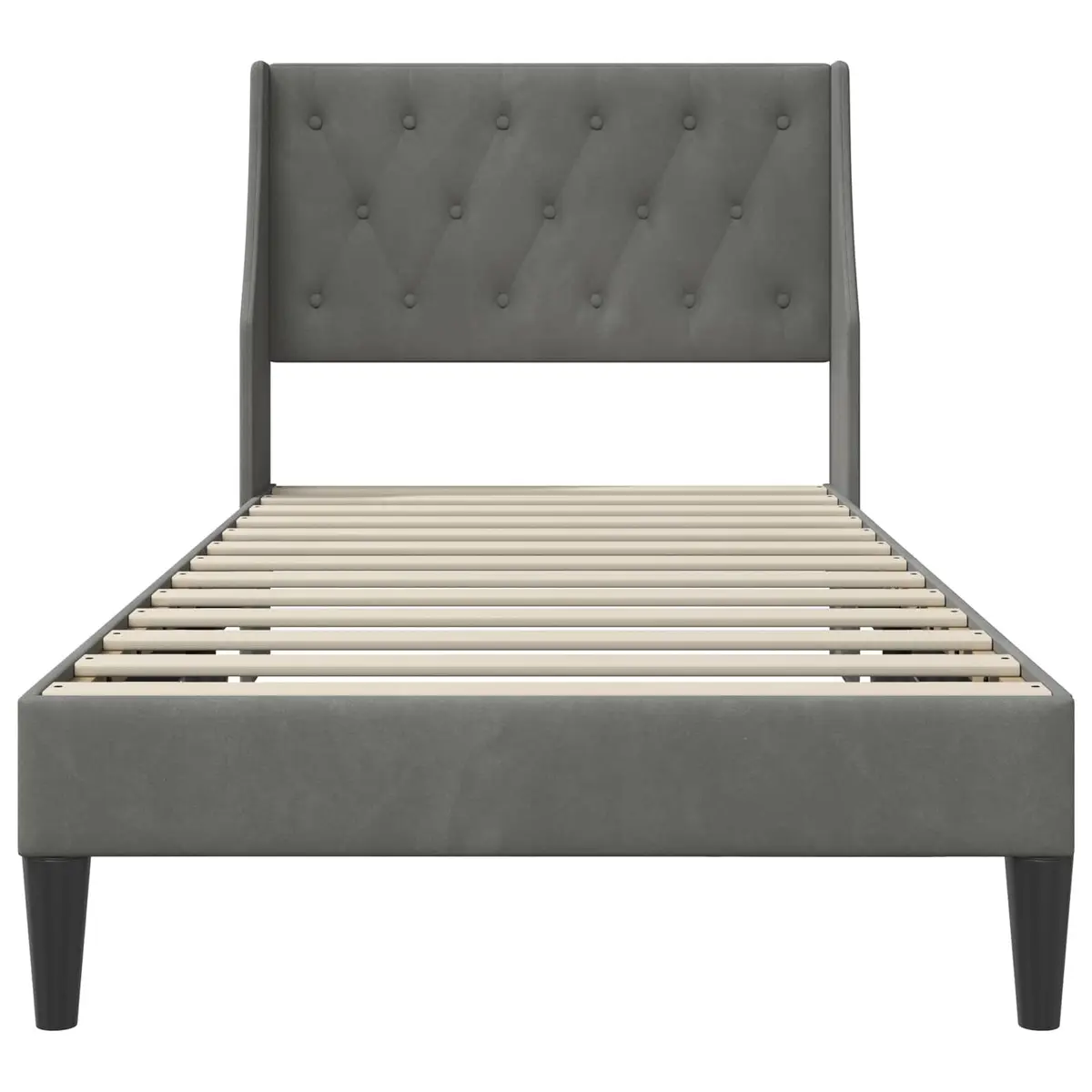 Bed Frame with Velvet Headboard for Bedroom Dark Grey 90 x 190 cm