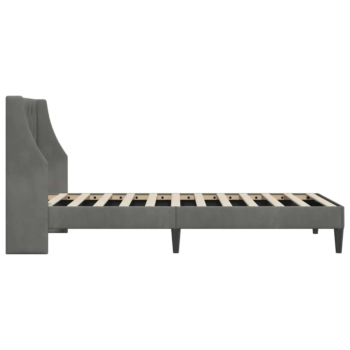 Bed Frame with Velvet Headboard for Bedroom Dark Grey 90 x 190 cm
