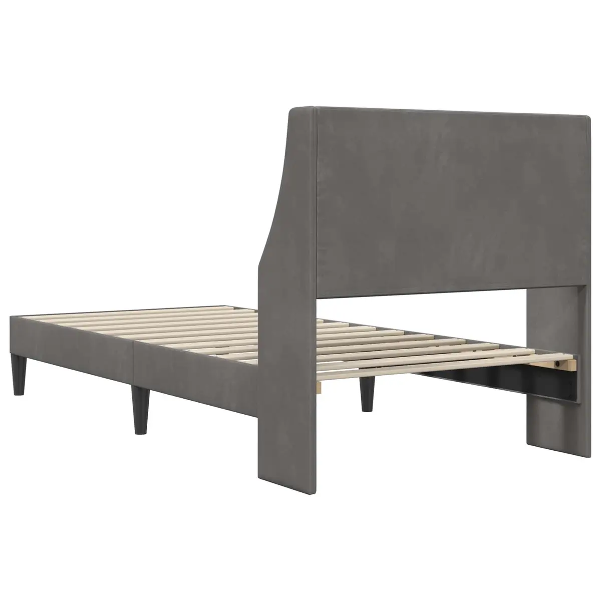 Bed Frame with Velvet Headboard for Bedroom Dark Grey 90 x 190 cm