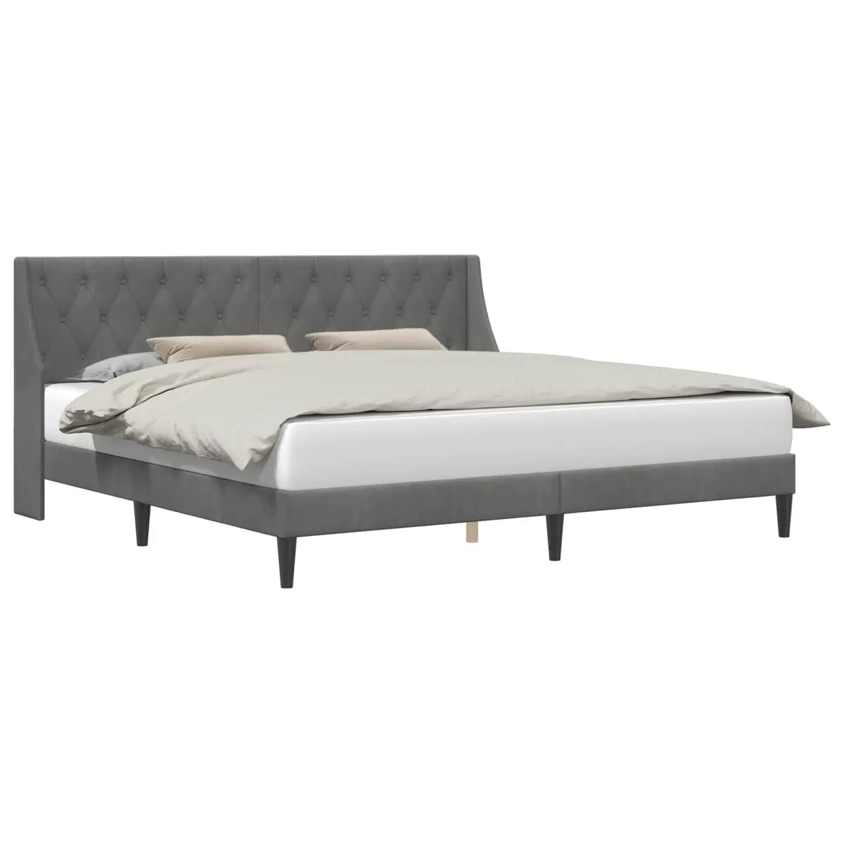 Bed Frame with Velvet Headboard Dark Grey 180 x 200 cm Modern Bedroom Furniture