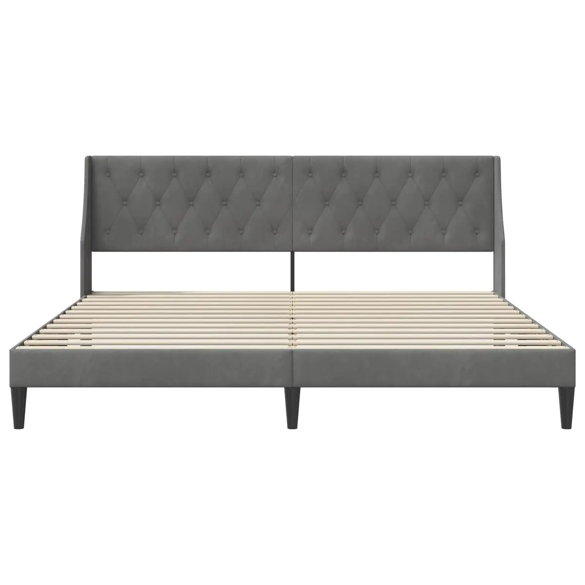 Bed Frame with Velvet Headboard Dark Grey 180 x 200 cm Modern Bedroom Furniture