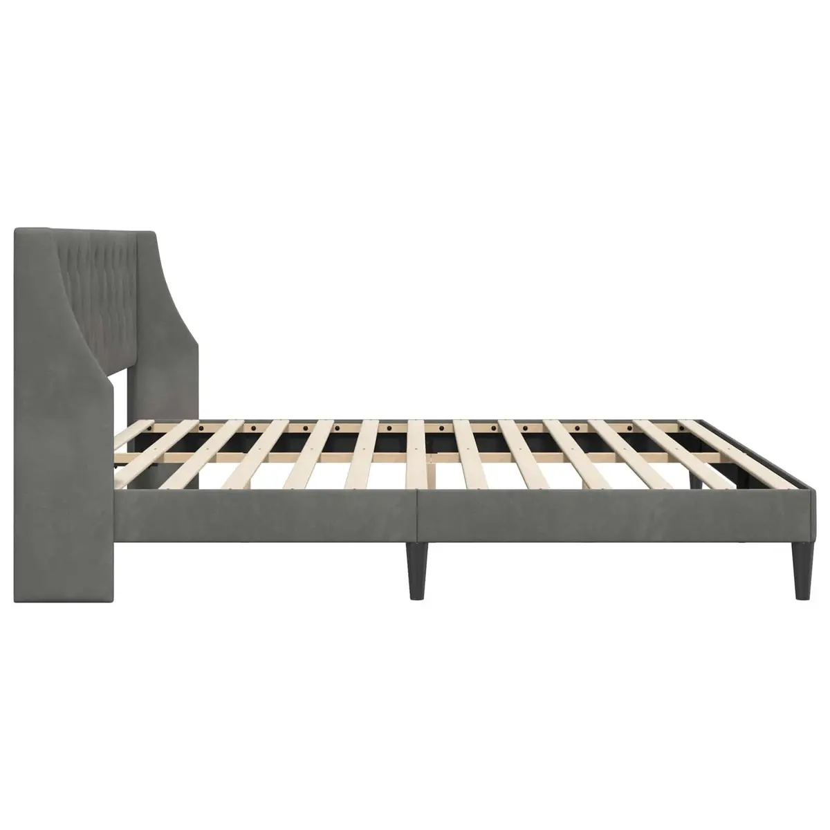 Bed Frame with Velvet Headboard Dark Grey 180 x 200 cm Modern Bedroom Furniture