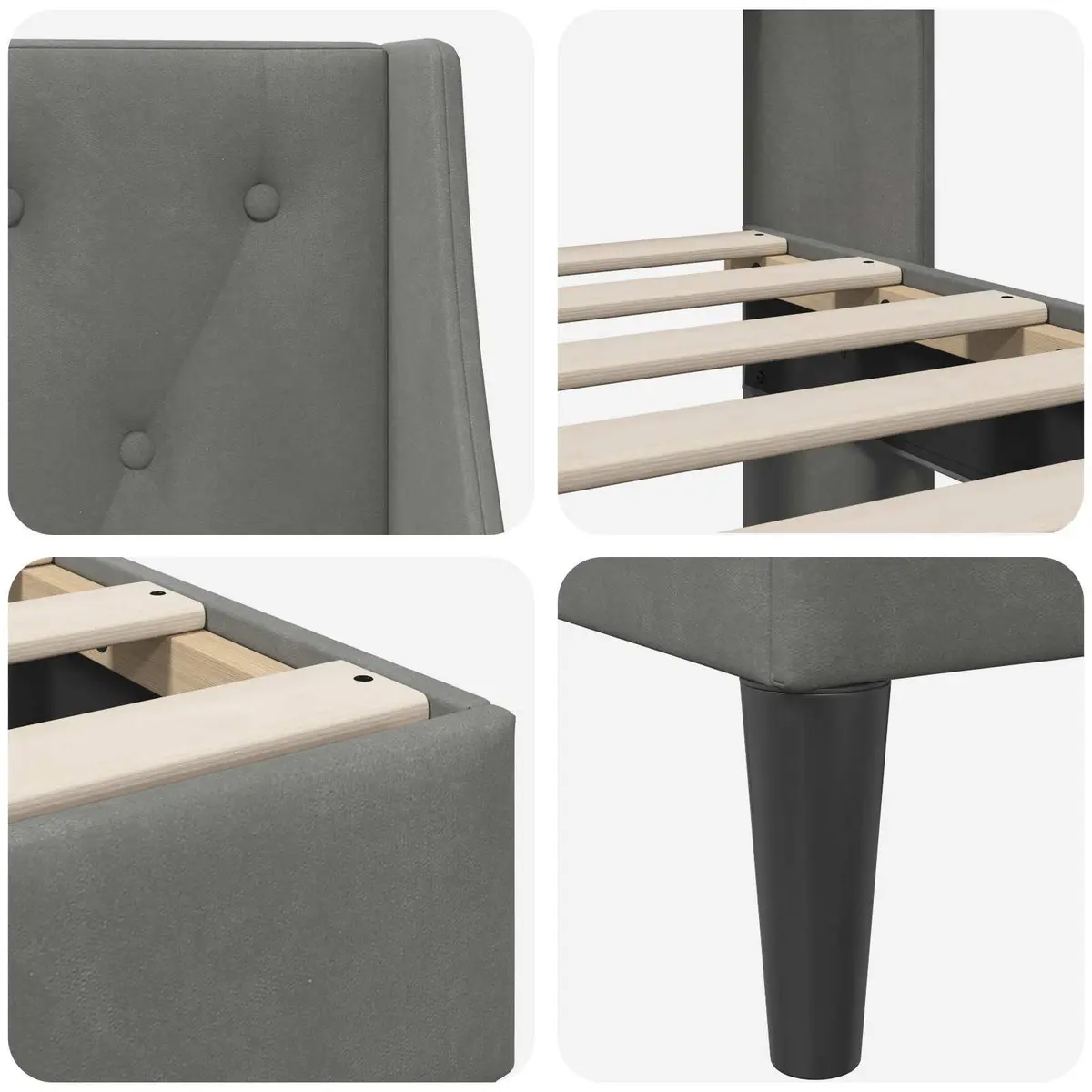 Bed Frame with Velvet Headboard Dark Grey 180 x 200 cm Modern Bedroom Furniture