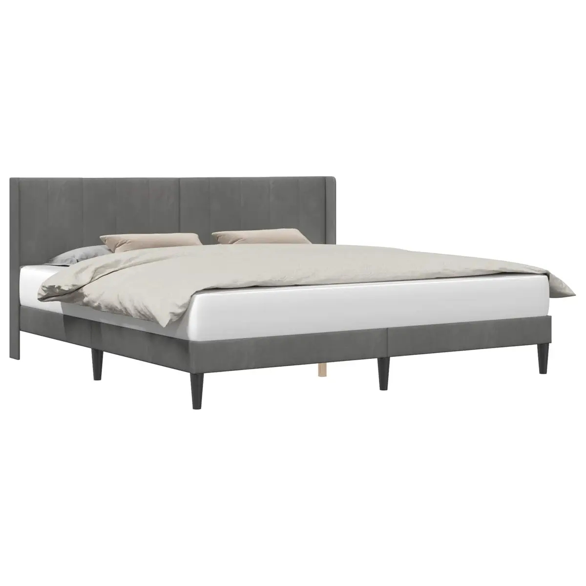 Bed Frame with Velvet Headboard Dark Grey 180 x 200 cm Modern Bedroom Furniture