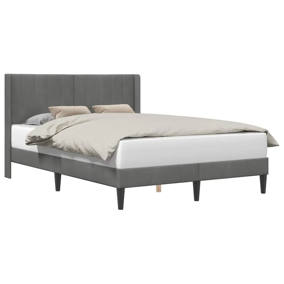 Bed Frame with Velvet Headboard