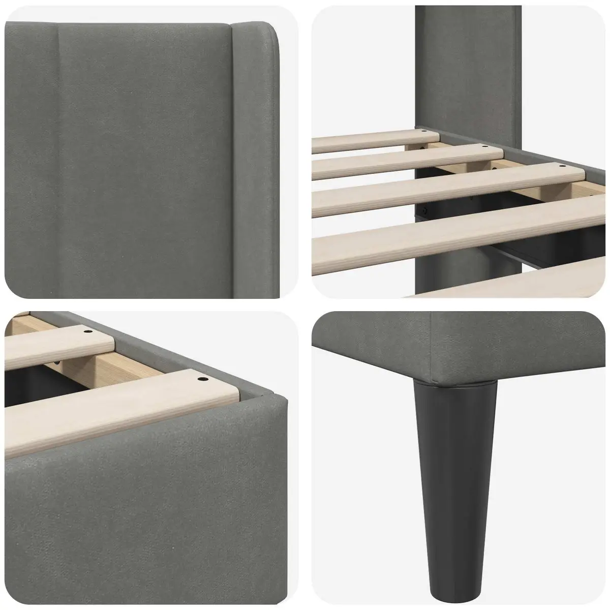 Bed Frame with Velvet Headboard