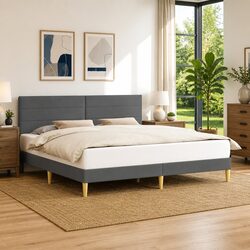 Specifications of Dark Grey Bed Frame with Fabric Headboard 180 x 200 cm