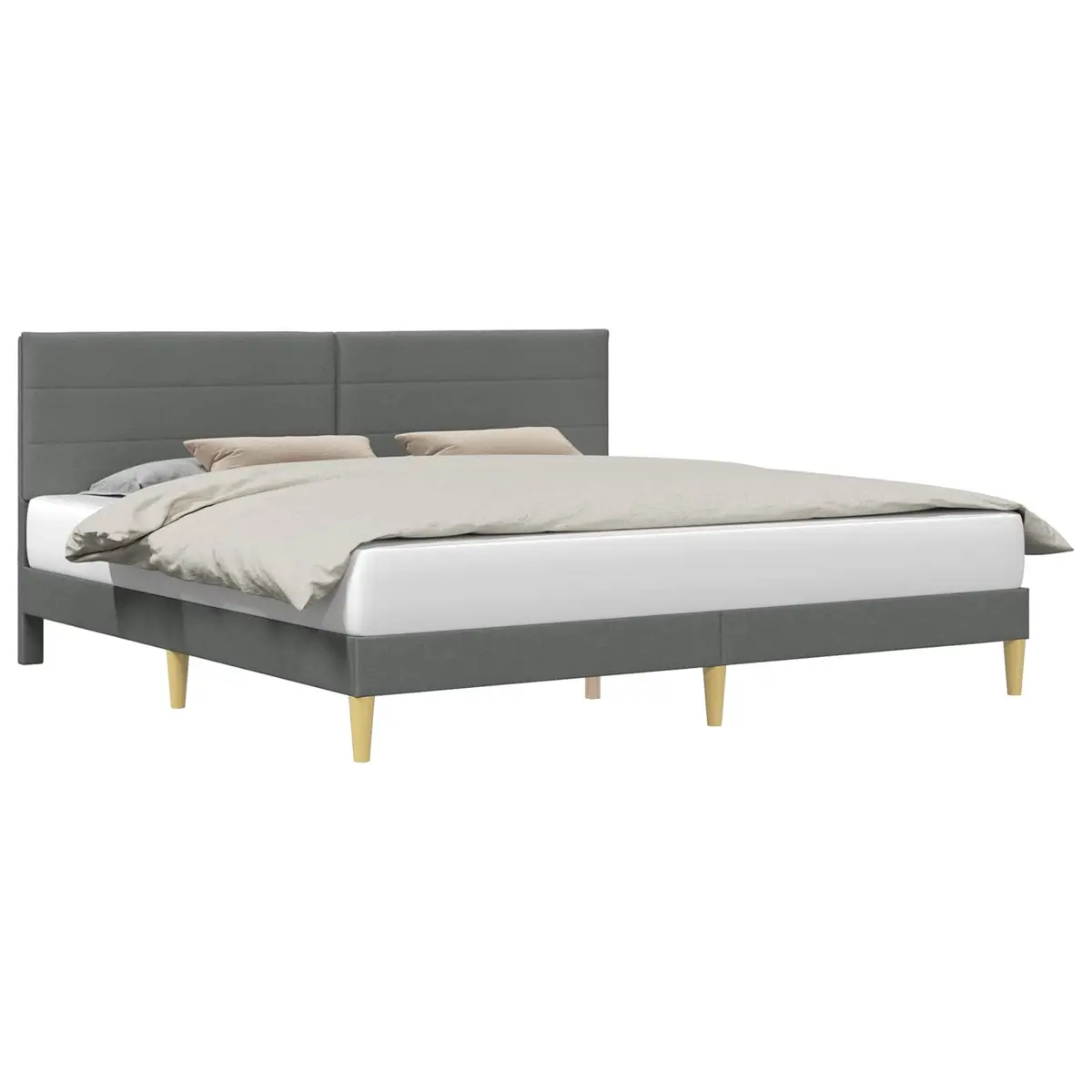 Bed Frame with Fabric Headboard for Bedroom Dark Grey 180 x 200 cm