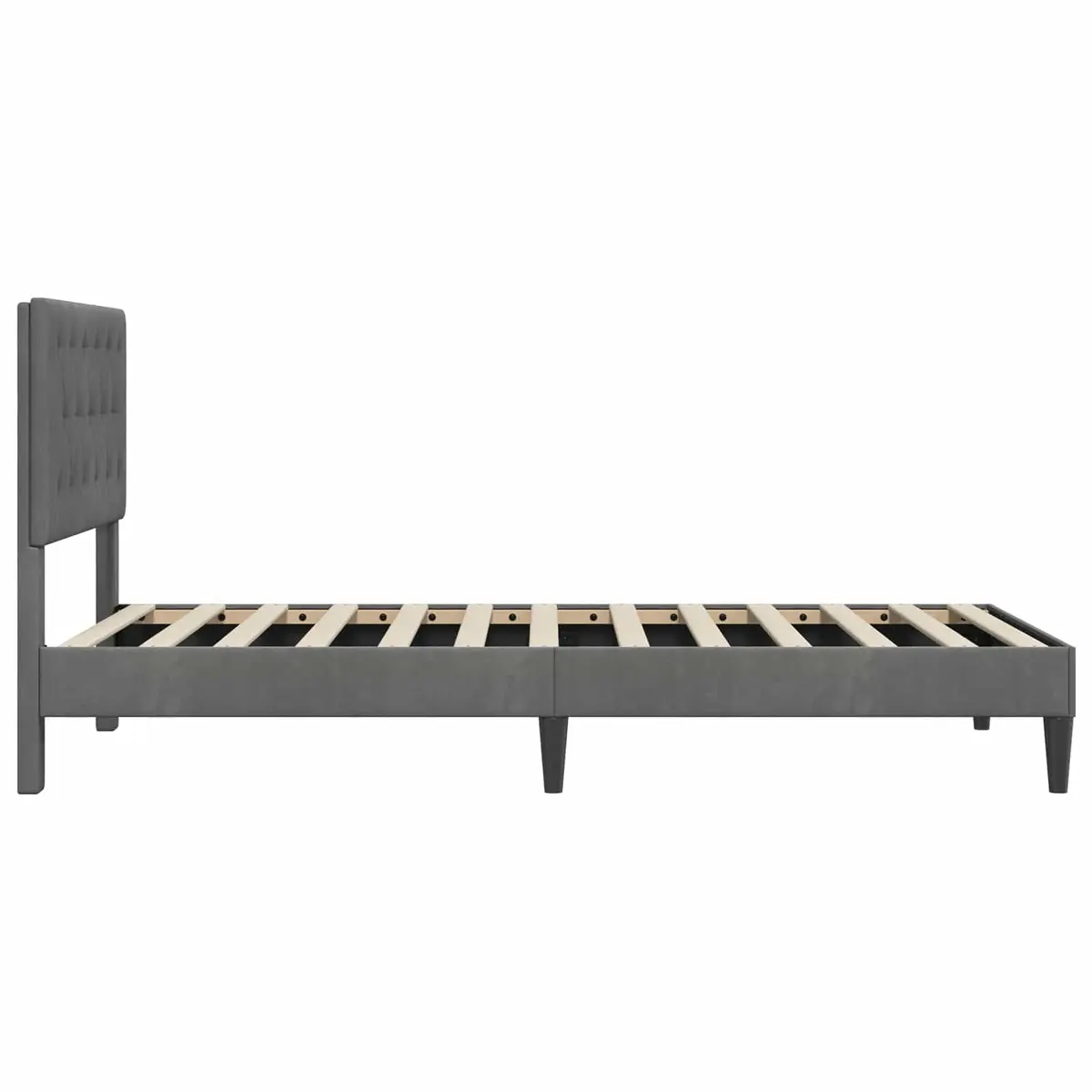 Bed Frame for Bedroom with Velvet Headboard Dark Grey 90 x 190 cm