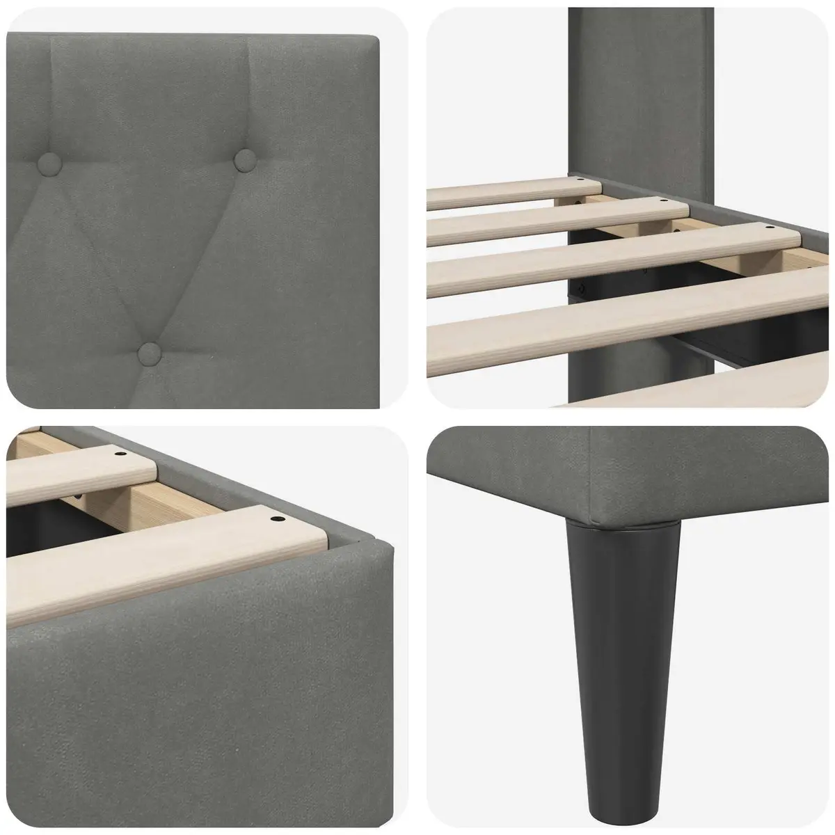 Bed Frame with Velvet Headboard