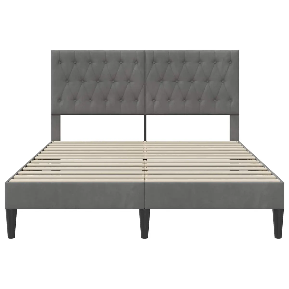 Bed Frame Modern Bedroom Dark Grey Velvet Size