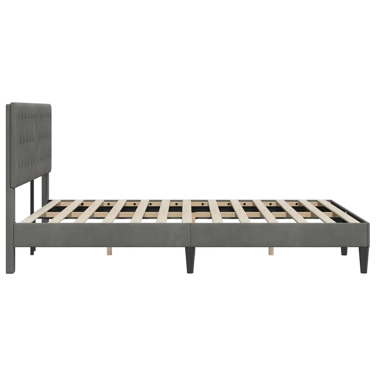 Bed Frame Modern Bedroom Dark Grey Velvet Size