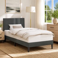 Modern Bed Frame with Headboard - Dark Grey, 90 x 190 cm
