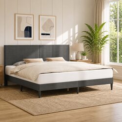 Specifications of Dark Grey Bed Frame with Corduroy Headboard