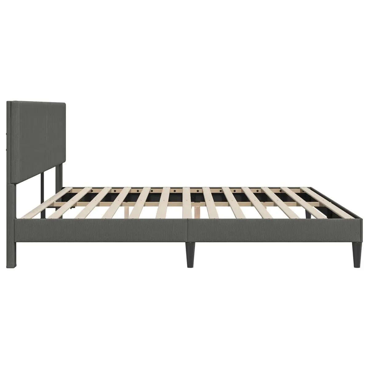 Bed Frame with Headboard Dark Grey 180 x 200 cm Corduroy Fabric Modern Bedroom