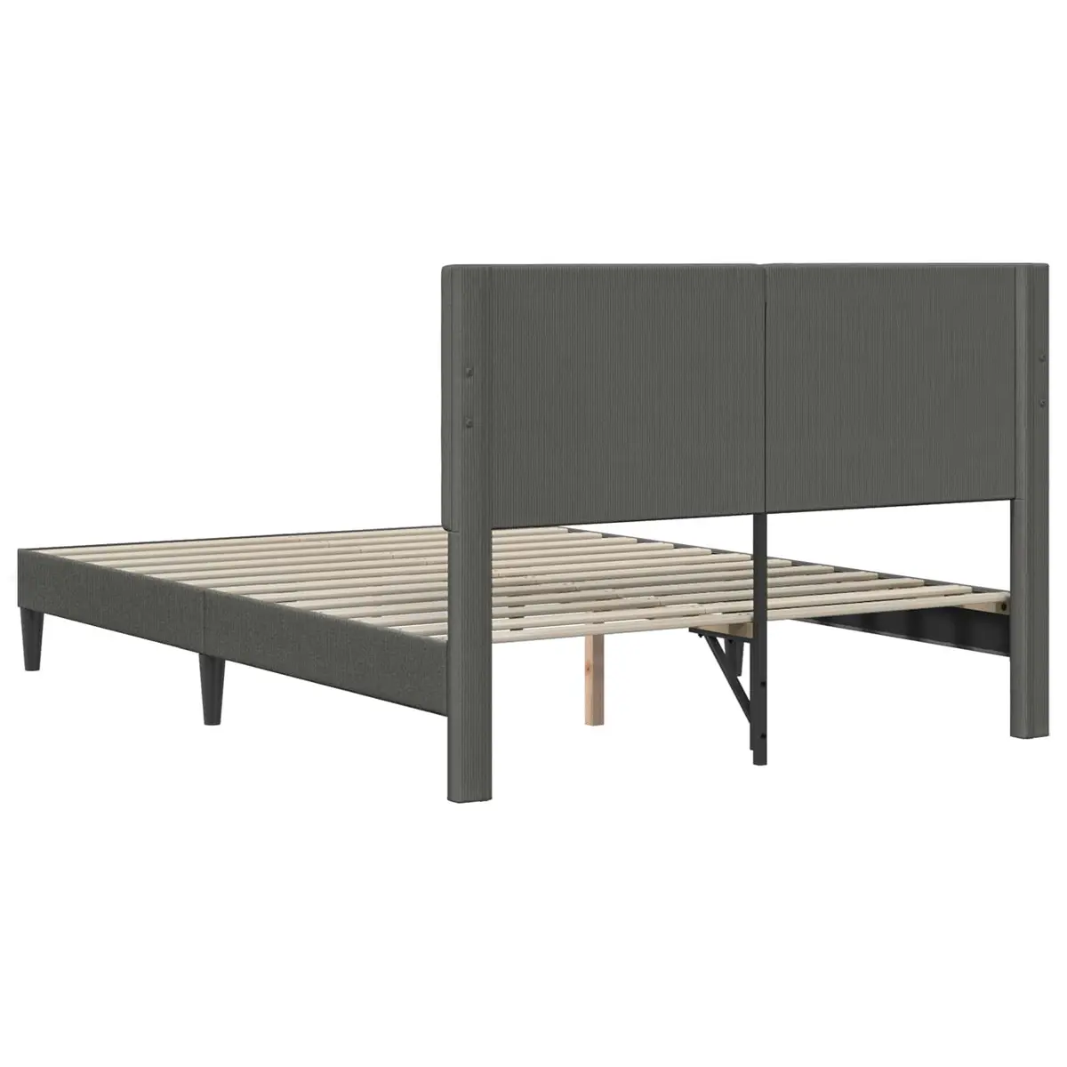 Bed Frame with Corduroy Upholstered Headboard Dark Grey 137x190cm Slatted Base