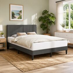 Specifications of Modern Dark Grey Bed Frame with Headboard