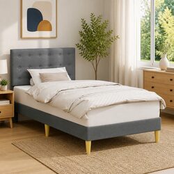 Bed Frame Dimensions 90 x 190 cm with Fabric Headboard