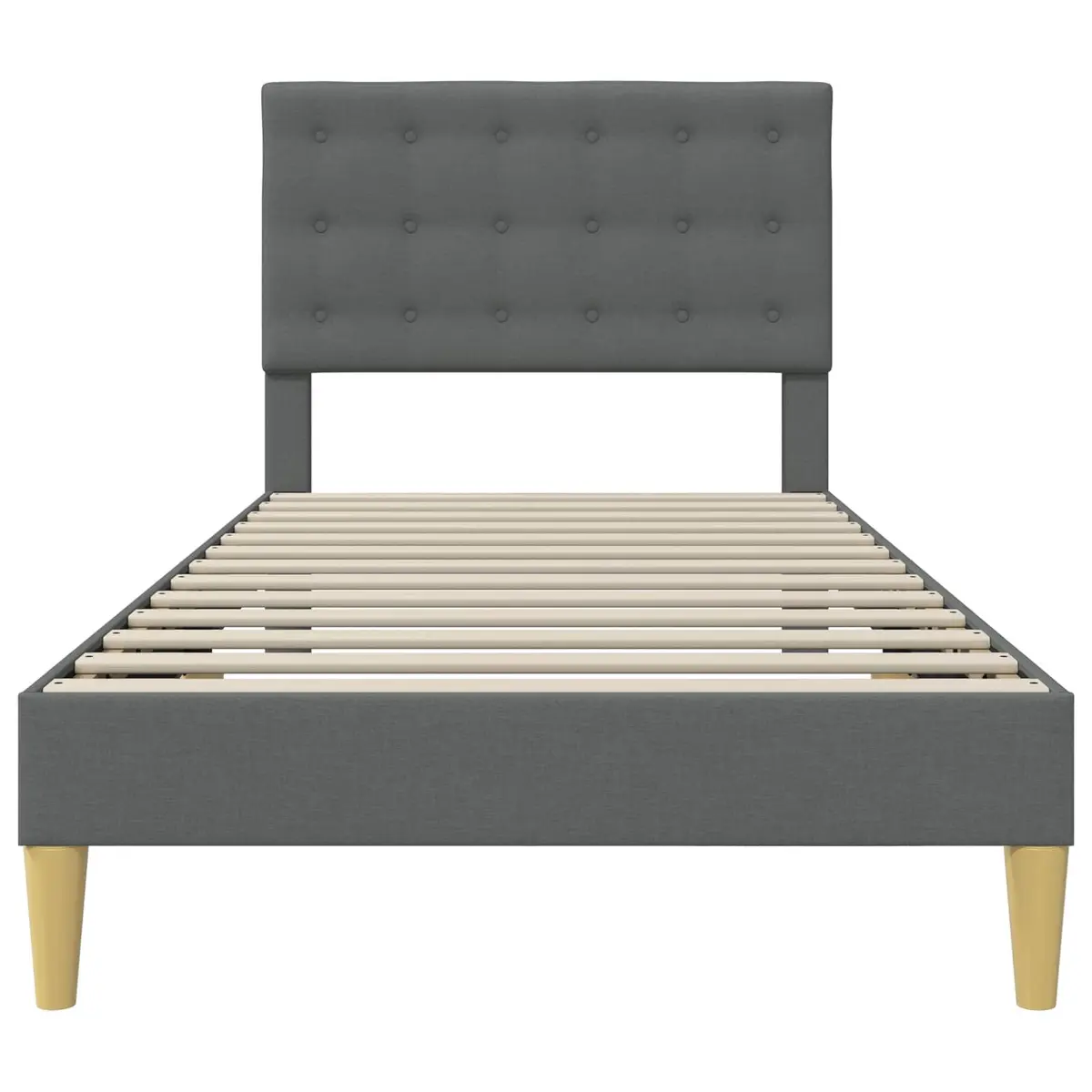 Bed Frame with Fabric Headboard Dark Grey 90 x 190 cm Modern Bedroom Furniture
