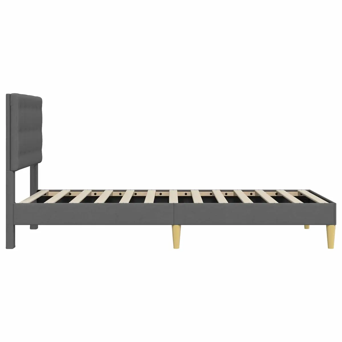 Bed Frame with Fabric Headboard Dark Grey 90 x 190 cm Modern Bedroom Furniture