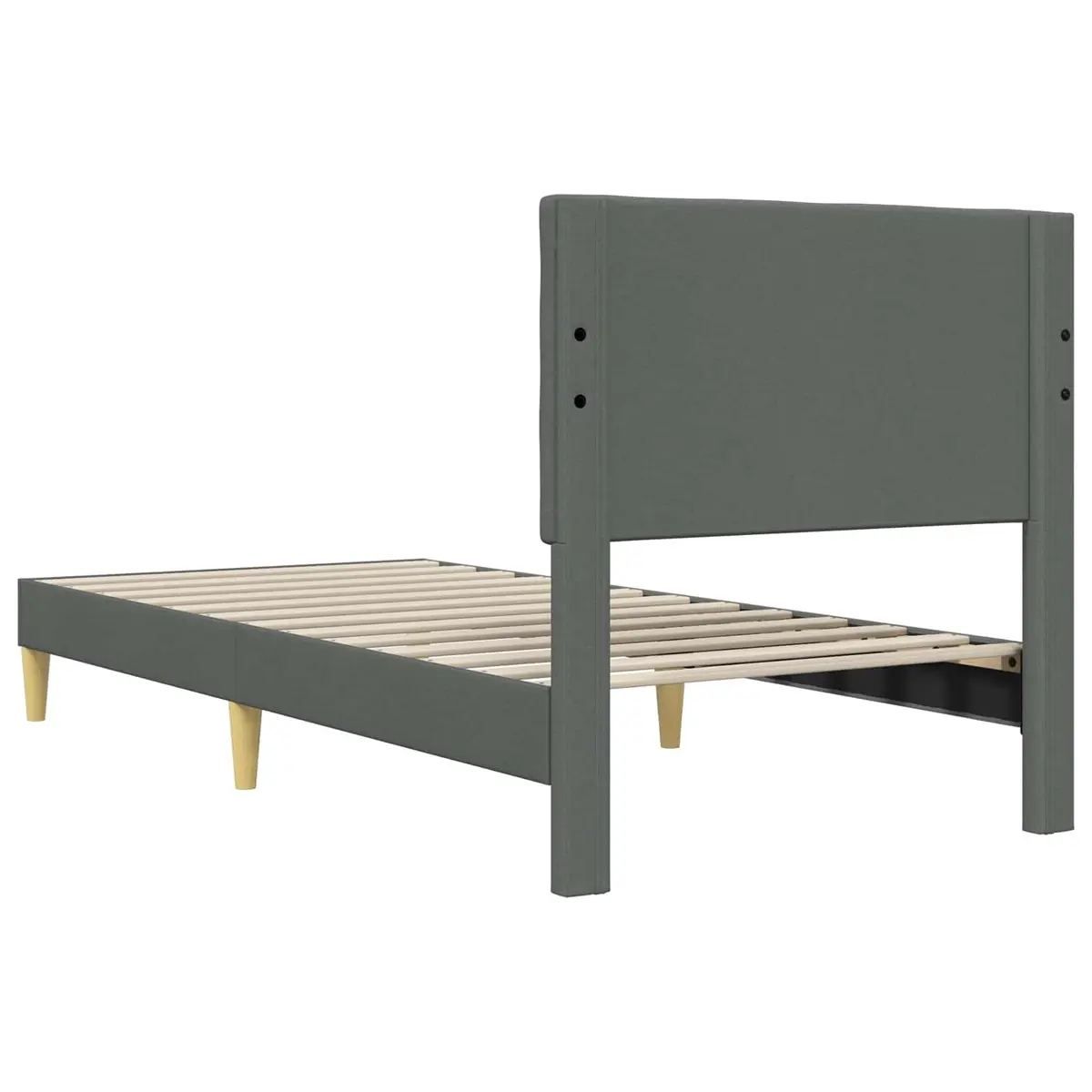 Bed Frame with Fabric Headboard Dark Grey 90 x 190 cm Modern Bedroom Furniture