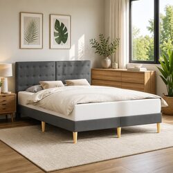 Specifications of Dark Grey Upholstered Bed Frame