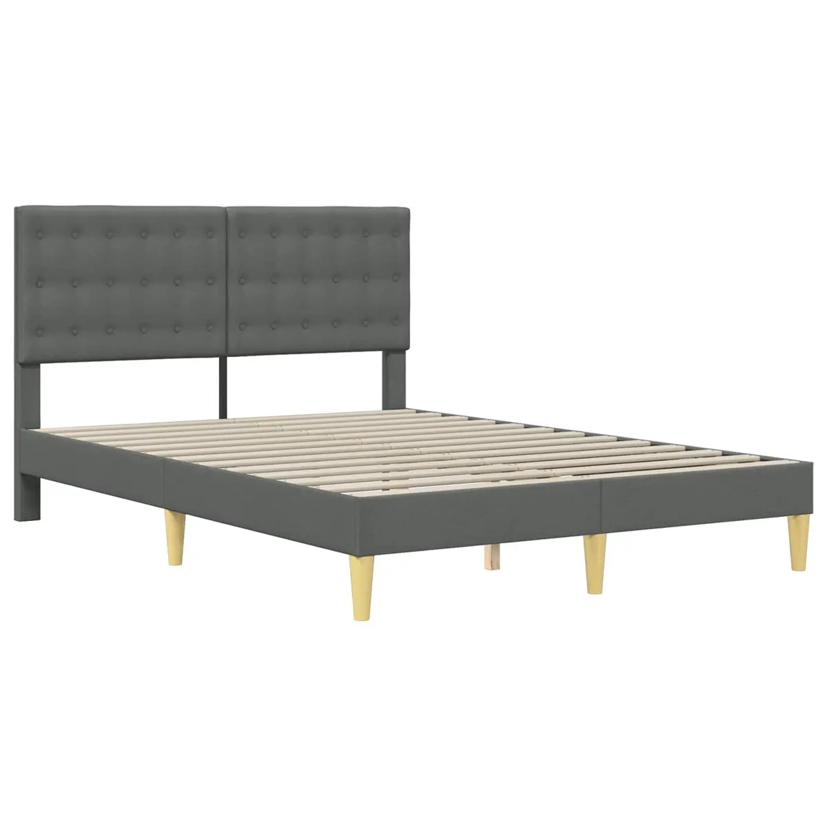 Bed Frame with Headboard for Bedroom Dark Grey Fabric Upholstered