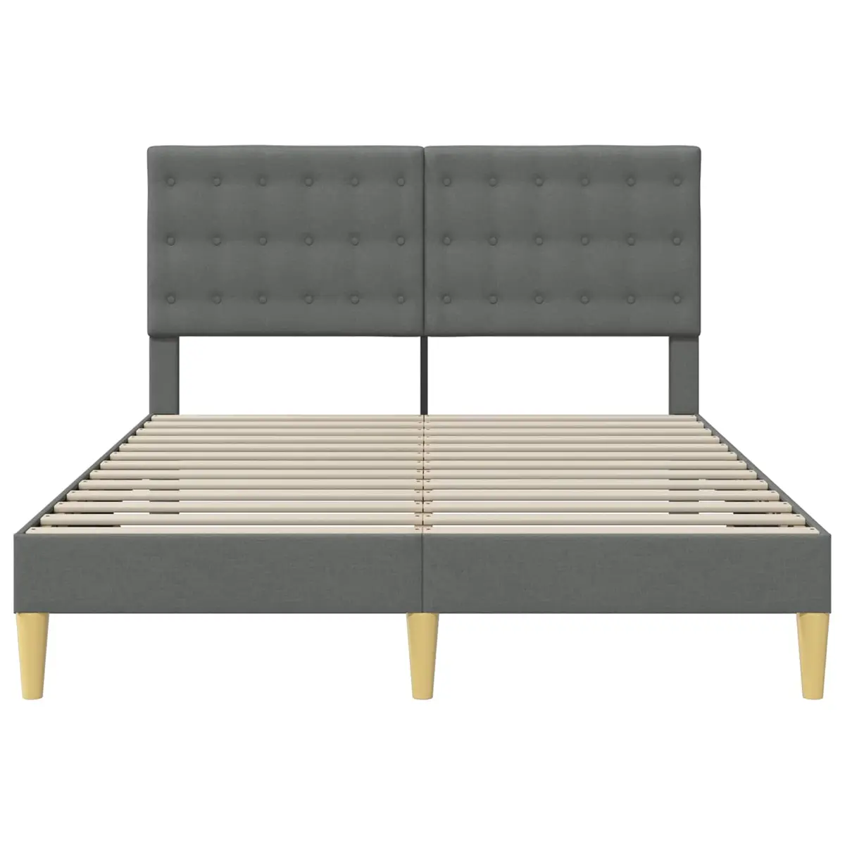 Bed Frame with Headboard for Bedroom Dark Grey Fabric Upholstered